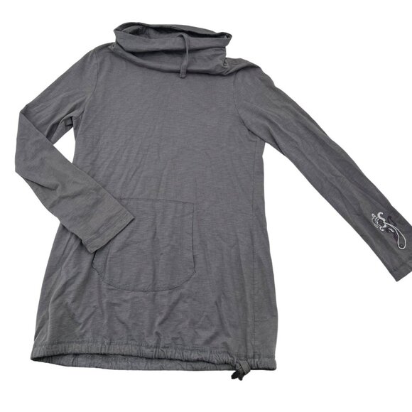 Prana Gray Organic Cotton Long Sleeve Cowl Neck Tunic With Front Pocket & Adjust - Picture 5 of 5
